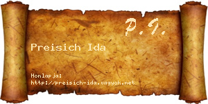 Preisich Ida névjegykártya